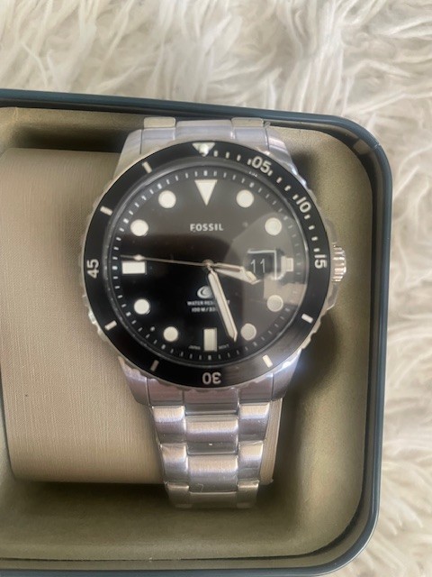 Fossil FB-01 Three-Hand Date Stainless Steel Watch Mens Watch black