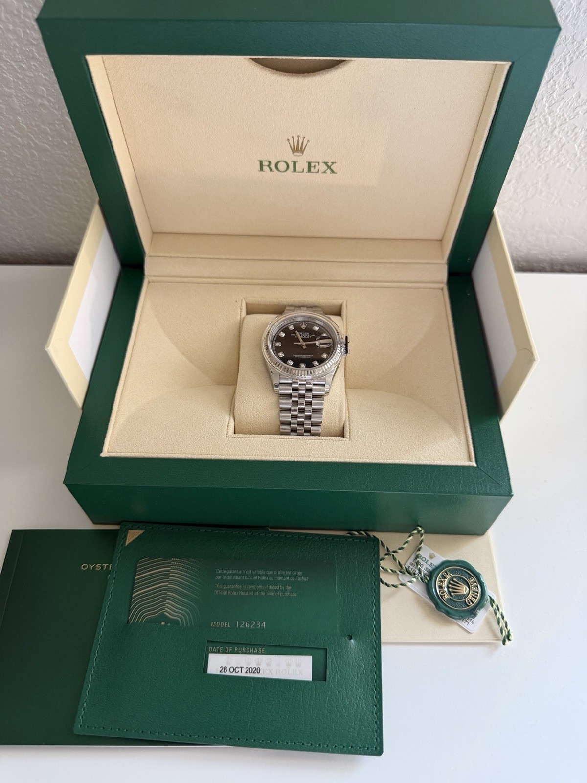 Rolex Datejust 126234 36mm 2020 Black Diamond Dial