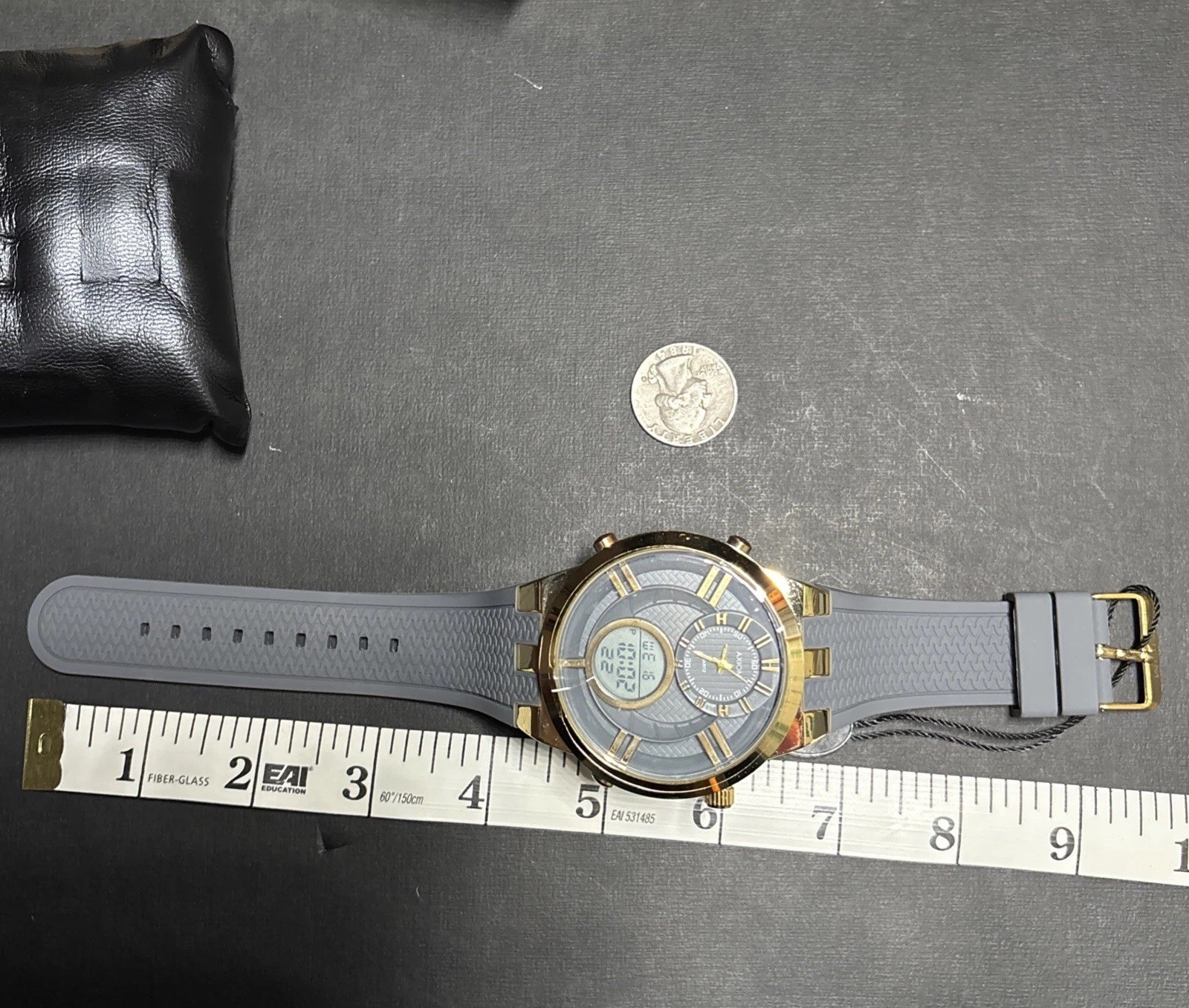 Axiom Men’s Gold Tone Grey Dial Analog & Digital Large Watch