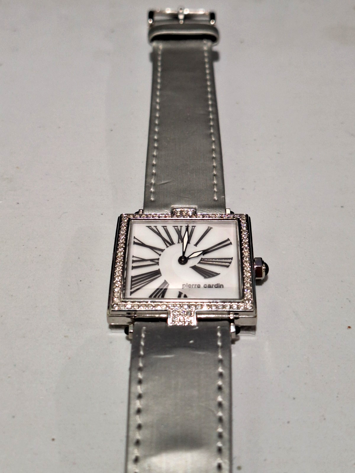 Pierre Cardin 28mm Tank Square Silver color Arabic# CrystalBezel Quartz NEW