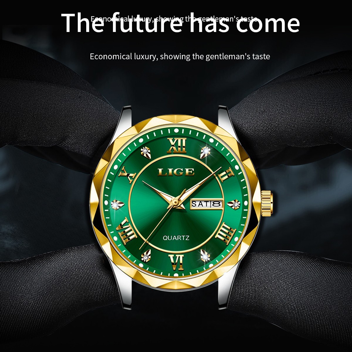 LIGE Men Watch Stainless Steel Date Waterproof Luminous Quartz Wristwatch Gift
