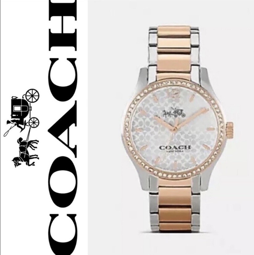 Coach Women W6183 Maddy Two Tone Set Bracelet Watch .No Box