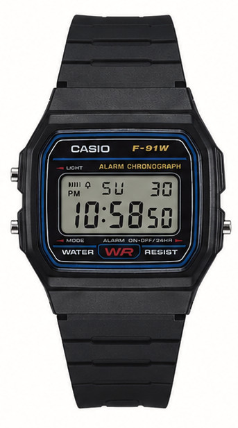 Casio Mens F91W-1 Classic Black Digital Resin Strap Watch