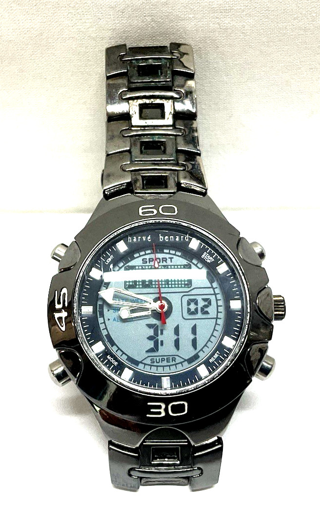 Harve Benard Digital / Analog Mens Wrist Watch Model 20-017 Works