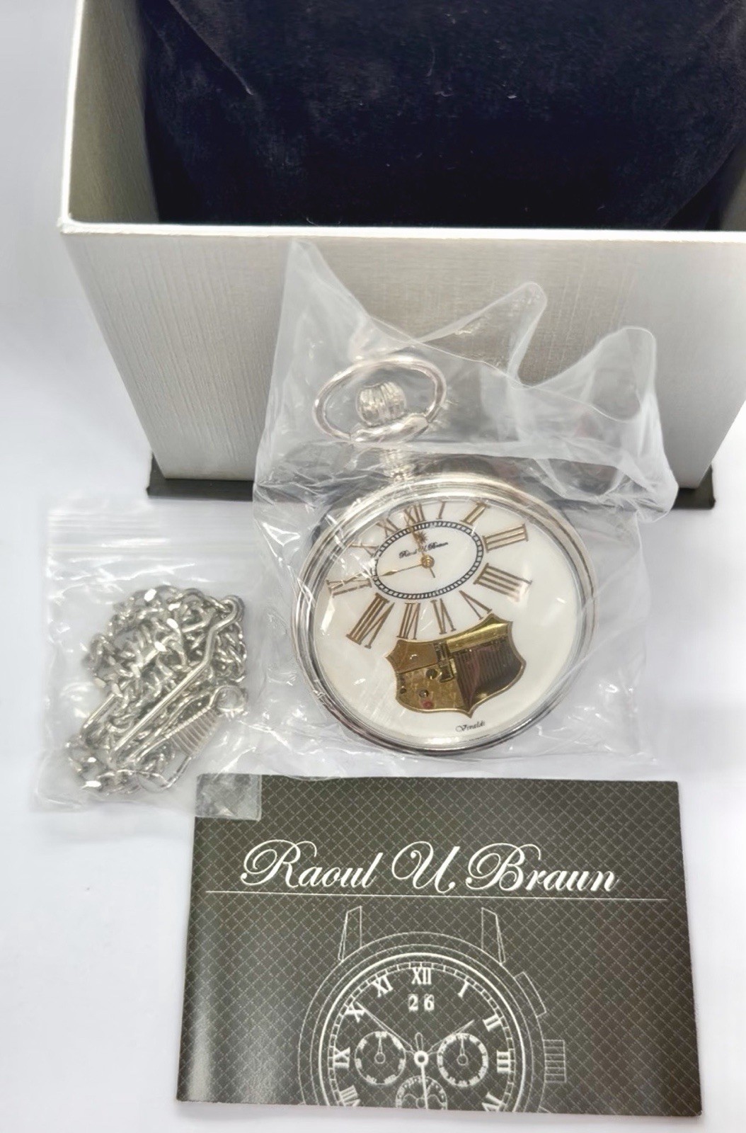 New Raoul U Braun Pocket Watch With Music Box 220 Limited Mother Of Pear Dial