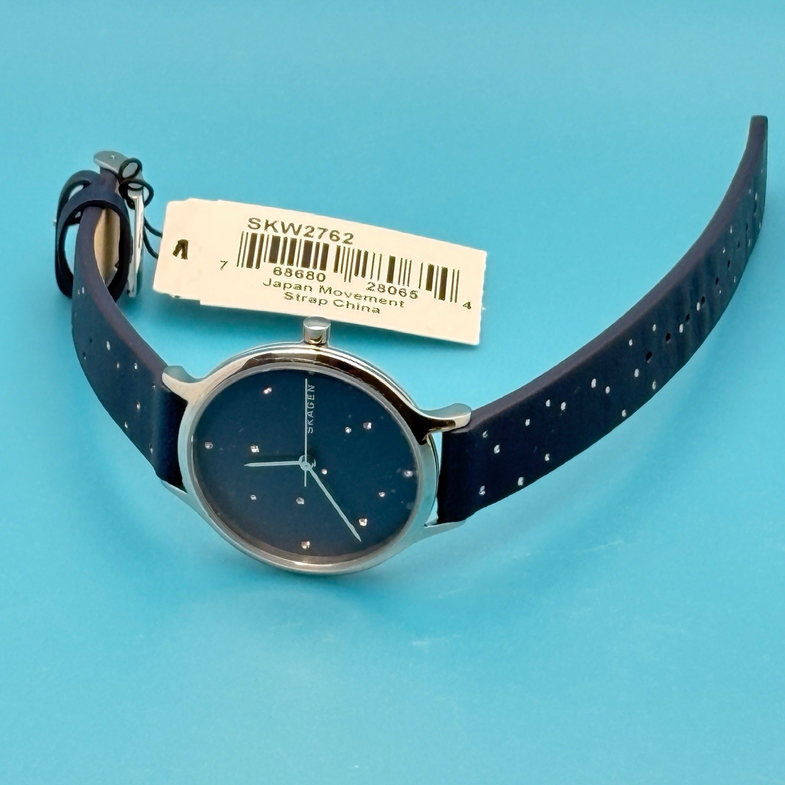 Skagen Anita SKW2762 Women’s Watch Blue Leather Strap Quartz New With Tags