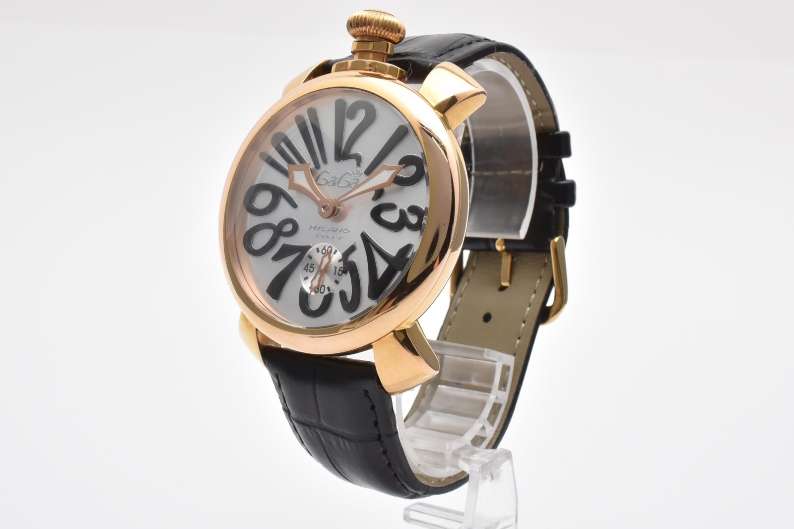 Gaga Milano Manuale 48mm Men’s Hand-Wind Gold White Dial Wristwatch [Near Mint]