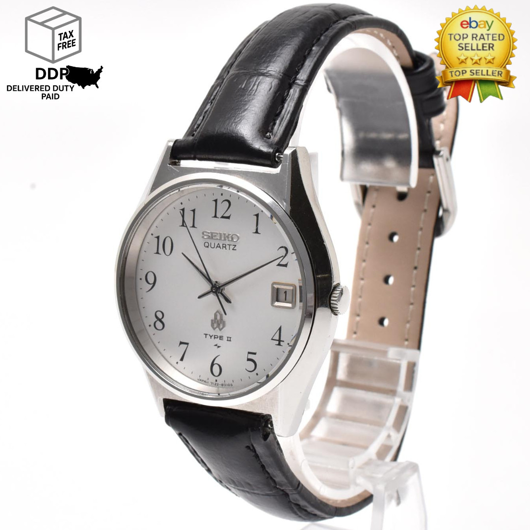 Vintage 1979 [N MINT /New Belt] SEIKO Type ii 7122-8000 Quartz Watch From JAPAN