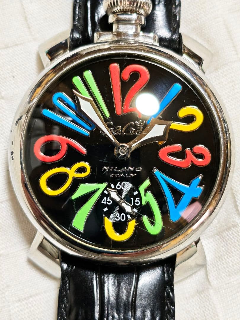 GaGa MILANO Manuale 48 Watch 48mm Black Dial Vintage Rare Japan Limited