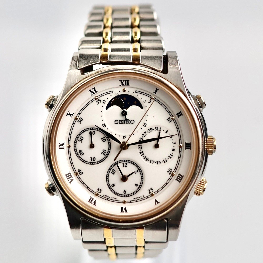 Seiko Moon Phase Chronograph watch Ref. 7T36-6A80