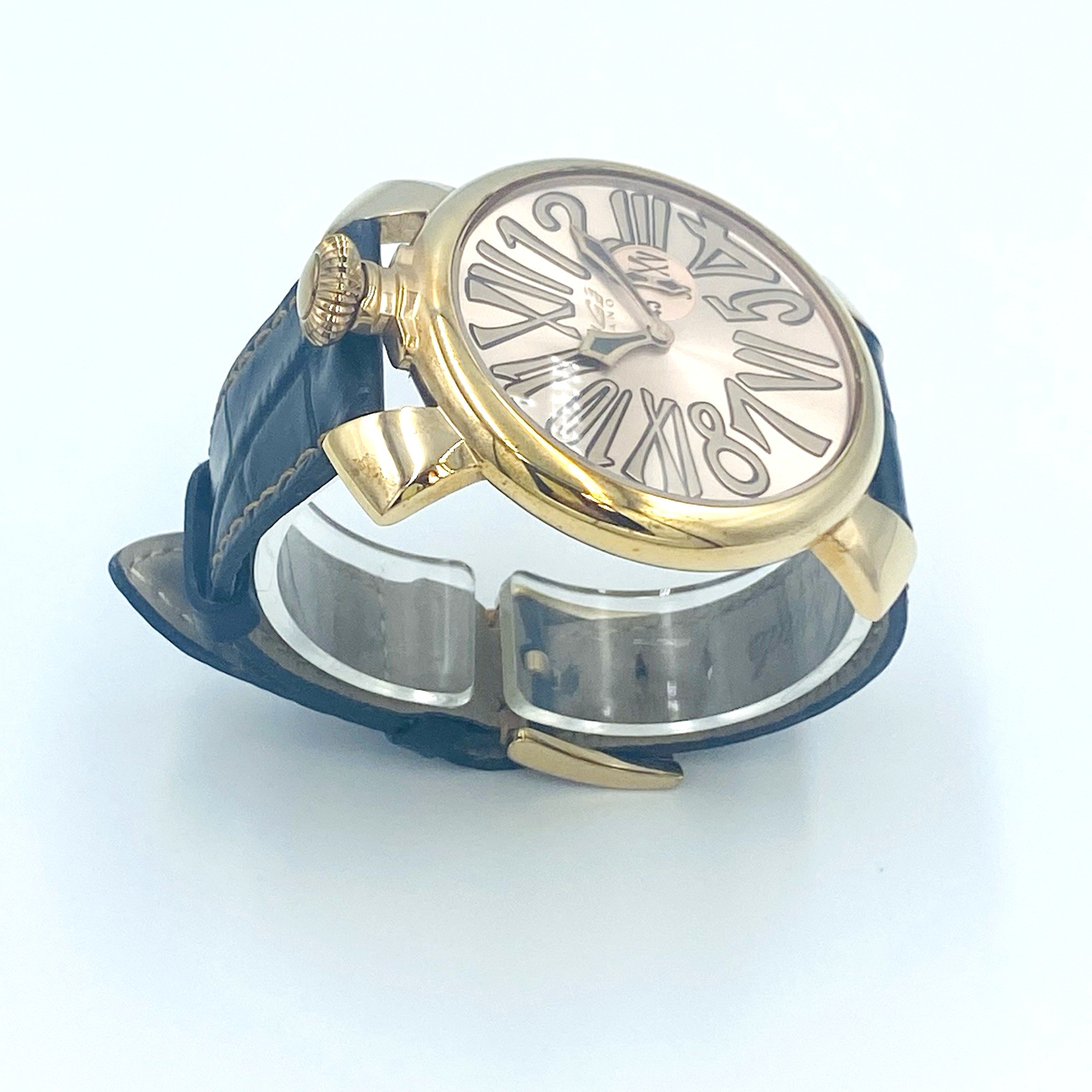 GaGa MILANO Manuale Slim46 #5085 Watch Rose Gold Men Women Brown Strap Vintage