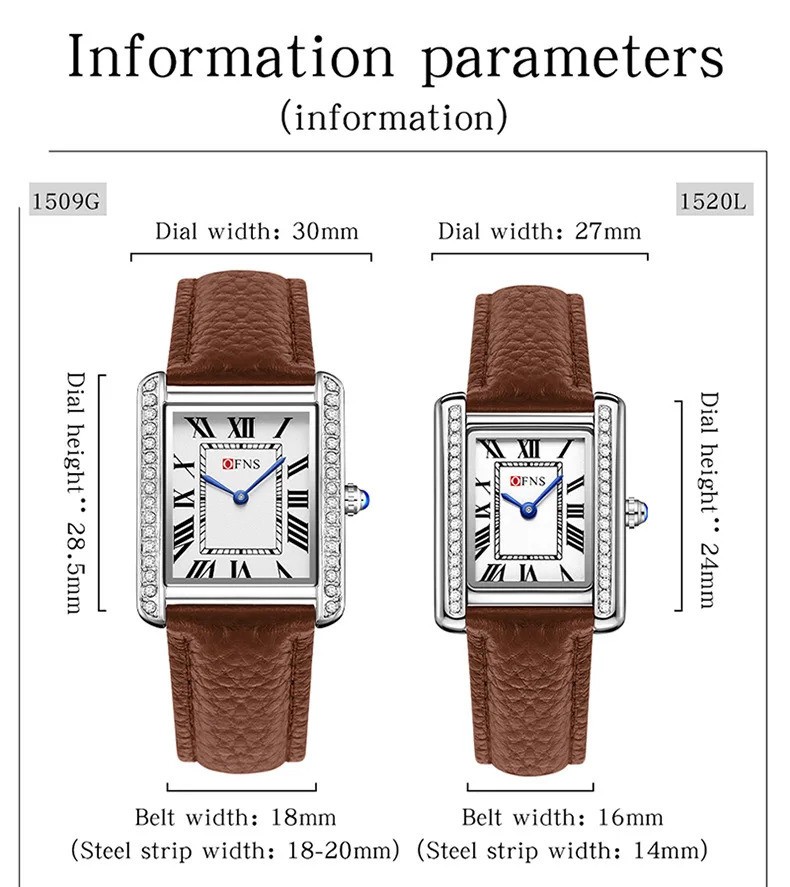 OFNS Couple Quartz Watch Set Genuine Leather Steel Roman Numeral Waterproof