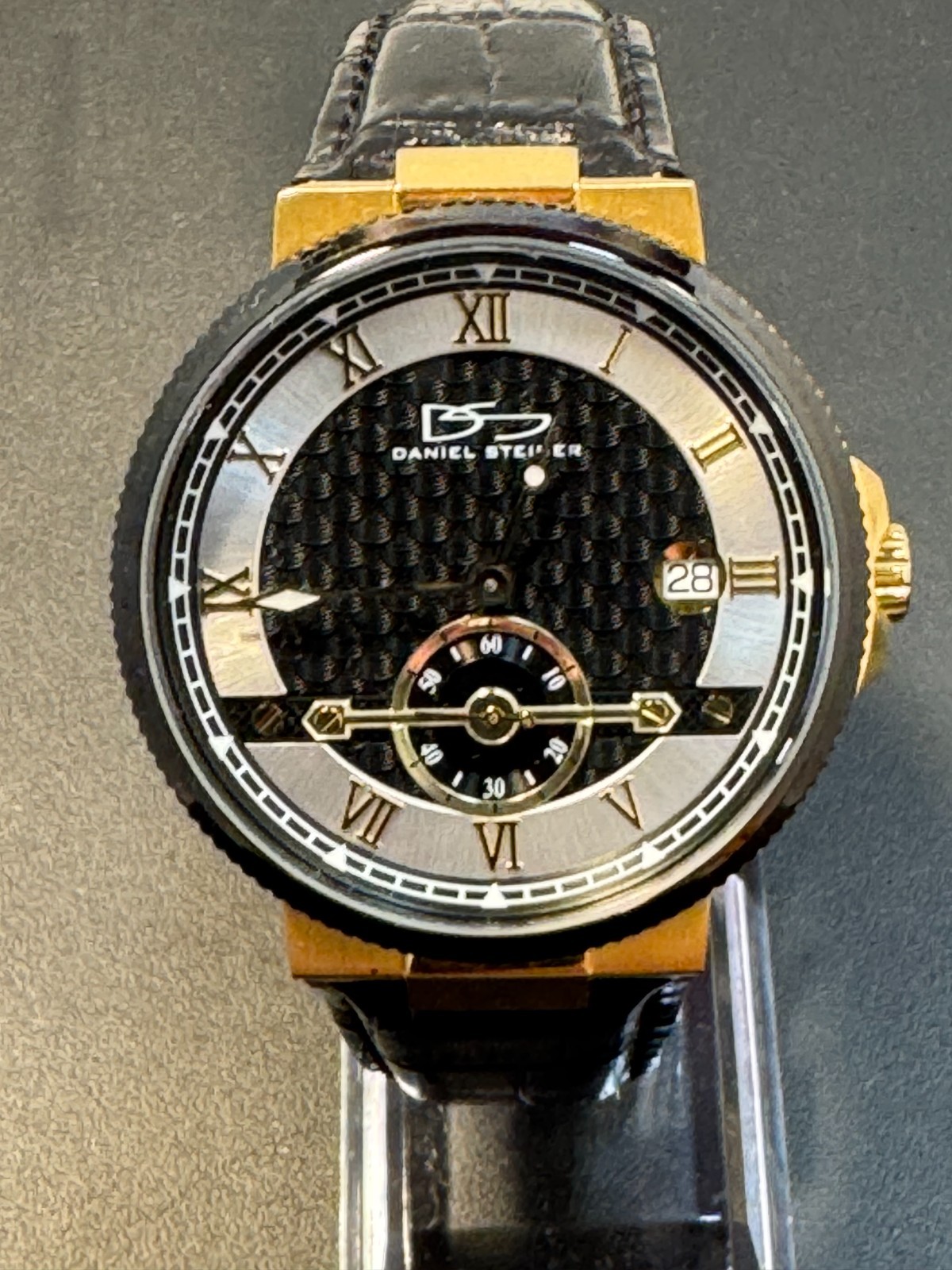 Daniel Steiger Professional Two-Tone Black Bezel Carbon Fiber Dial Watch 9202K-M