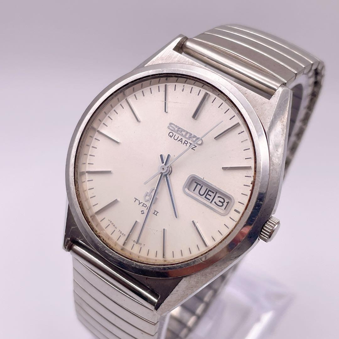 Seiko Type II 7546-8000 Quartz Silver Dial Men Watch