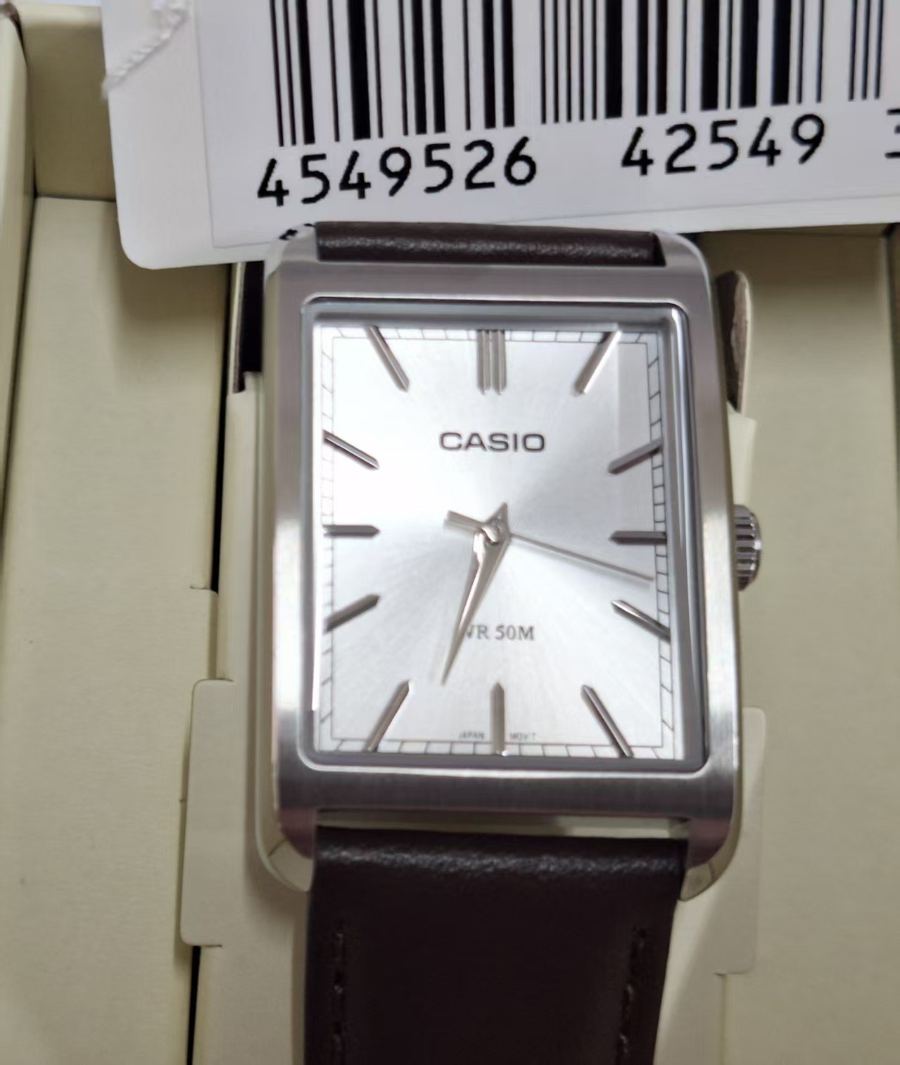 CASIO MTP-B215L-7A Silver Dial Analog Laether Band Men Watch MTPB215D