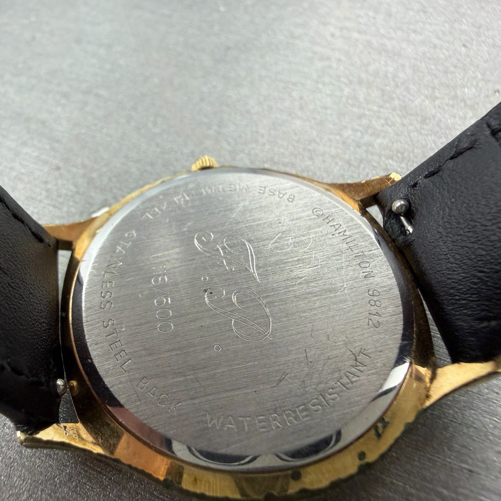 Hamilton Masonic Watch Men 34mm Gold Dial Gold Tone Date Round 9812 New Battery