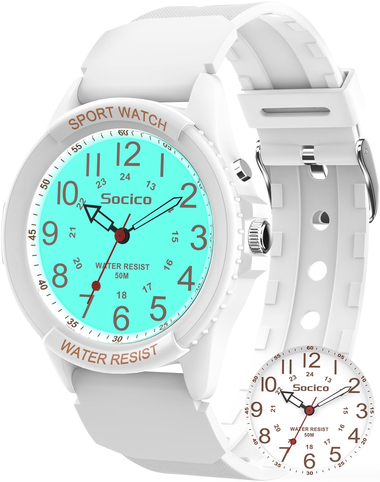 SOCICO Watch for Men Women Big Face Classic Analog Quartz Sports Backlight Un…