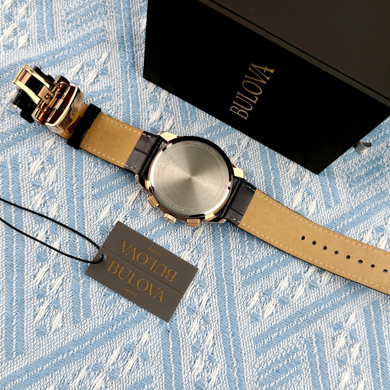 New Bulova Wilton Classic Quartz Men’s Watch Blue textured Dial 46.5mm/97B170
