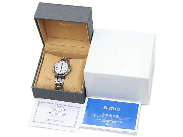 Seiko SADZ163 Mens Solar Radio Watch Titanium 38.7mm White Dial Used