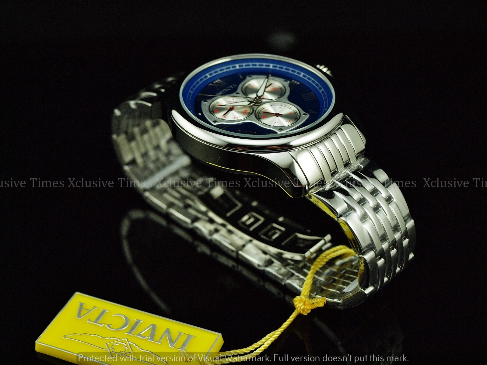 Invicta Men 45mm Vintage Mirror High Polished MultiFunction SS Bracelet Watch