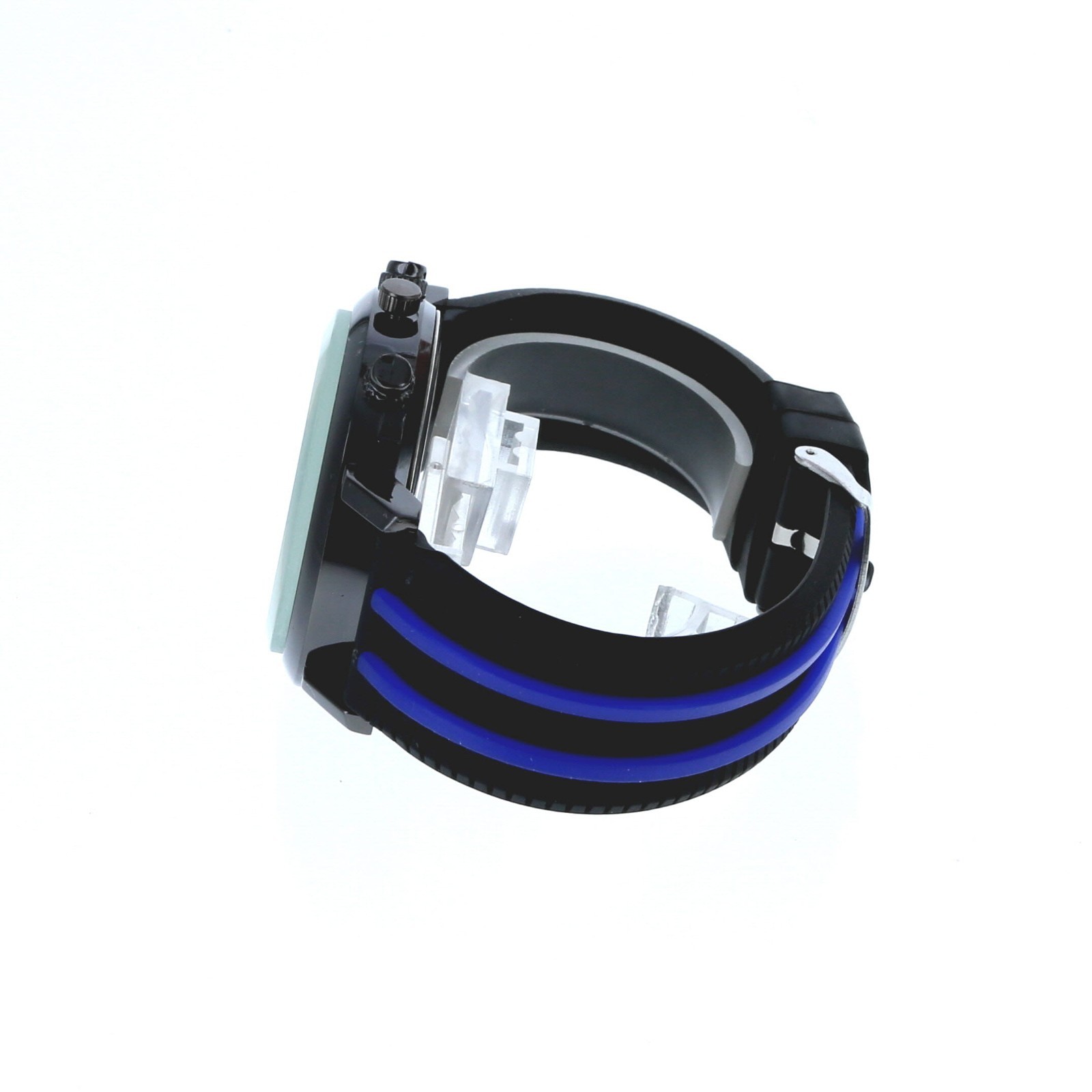 50 mm Men’s Sport Dress Quartz Watch with Black & Blue Silicon Band