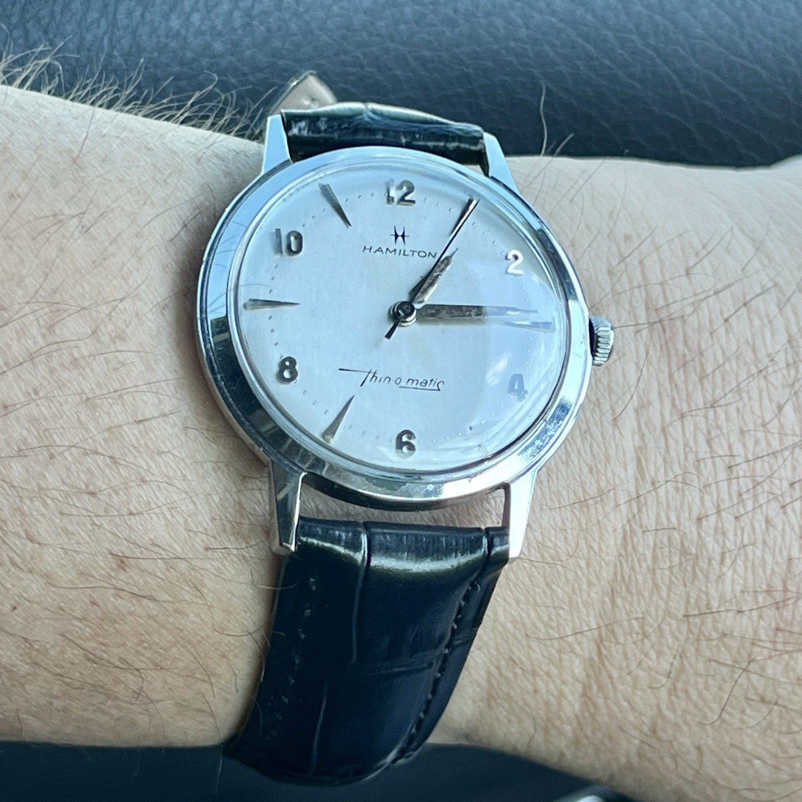 Vintage Hamilton Thin-o-Matic Men’s Stainless Steel Swiss Wristwatch RUNS!