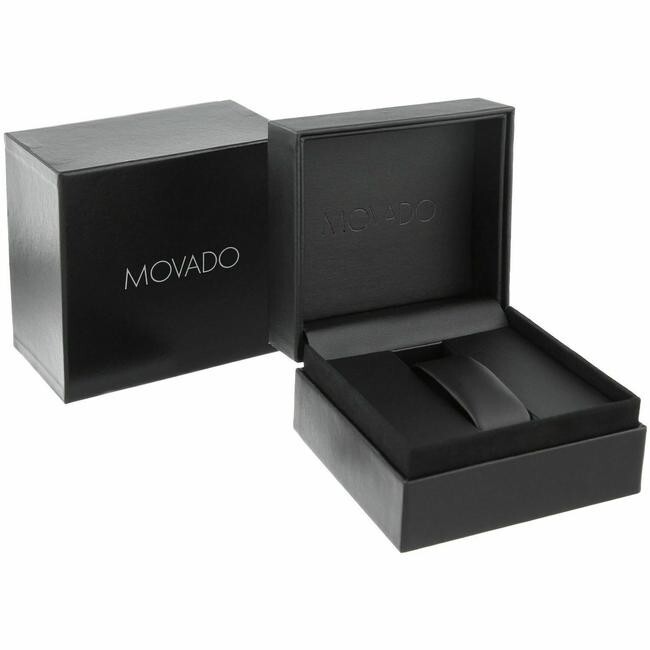Movado Signature Men’s Black Dial Black Leather Strap Swiss 40mm Watch