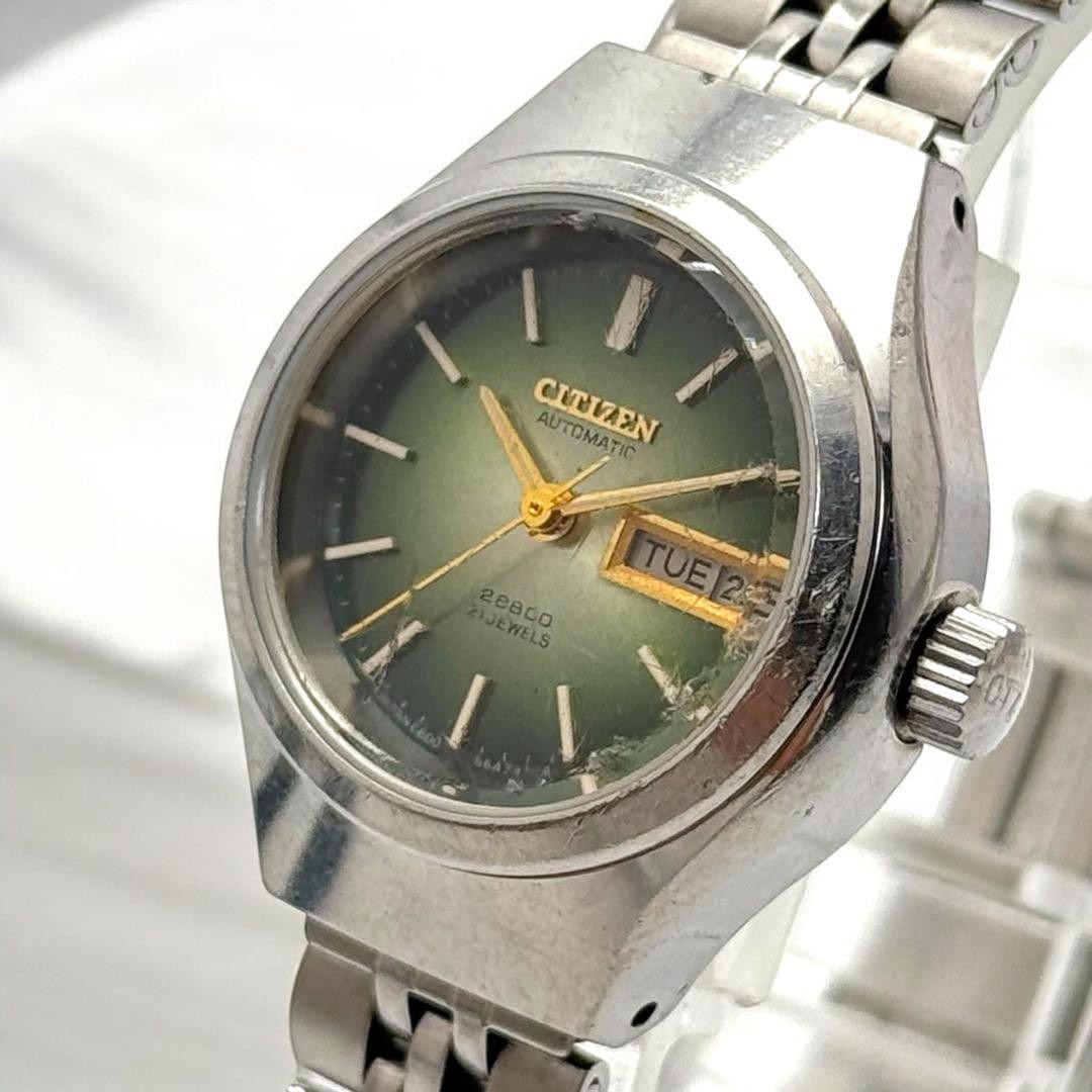 Working condition CITIZEN automatic day-date 28800 21 jewels green dial