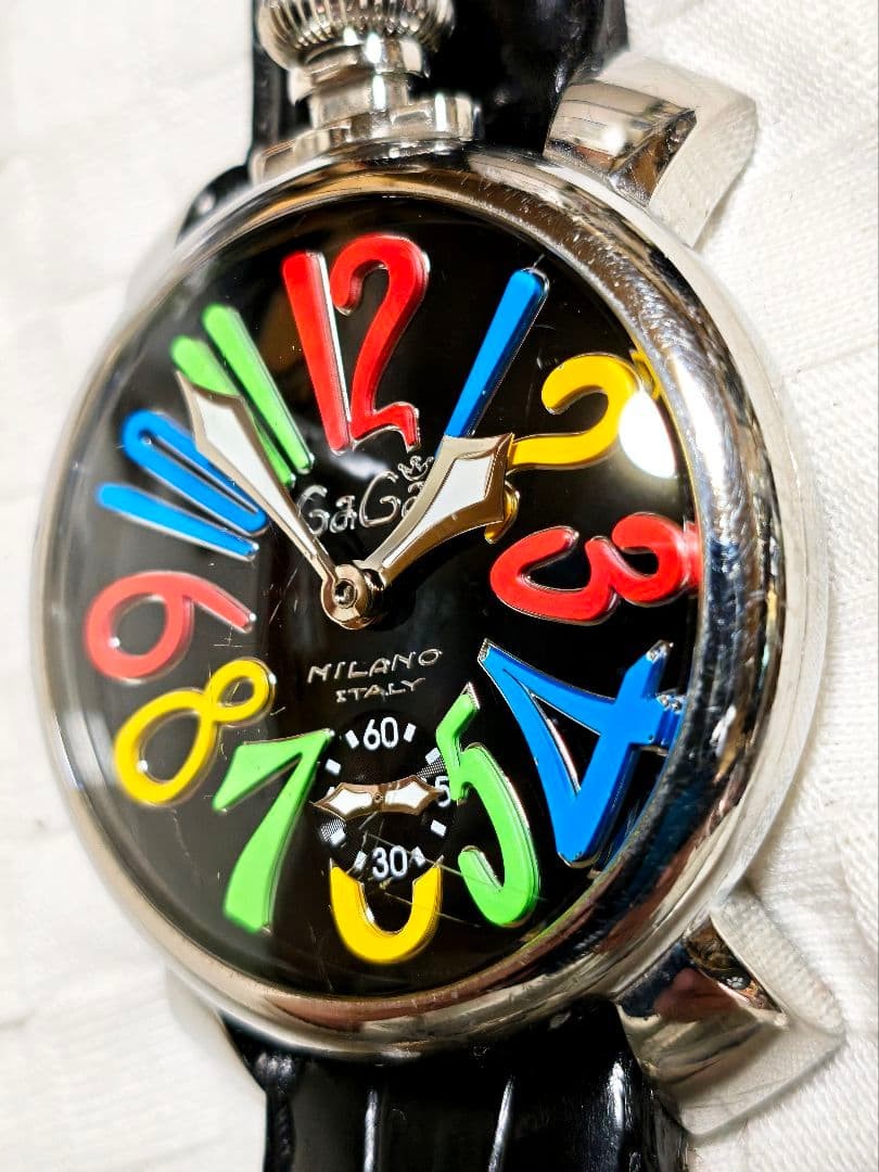 GaGa MILANO Manuale 48 Watch 48mm Black Dial Vintage Rare Japan Limited
