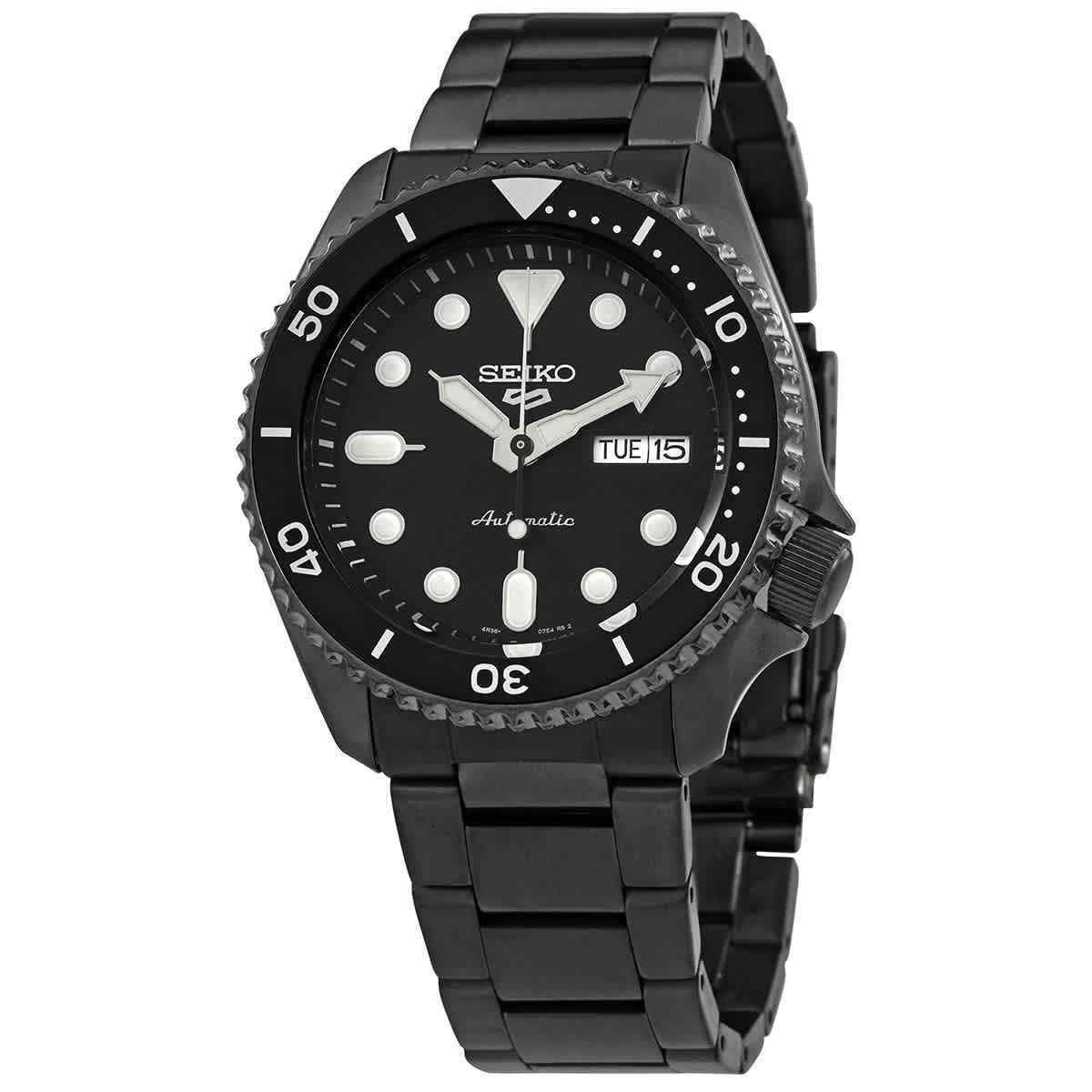 Seiko 5 Sports Style Stainless Steel Black Automatic SRPD65K1 100M Mens Watch