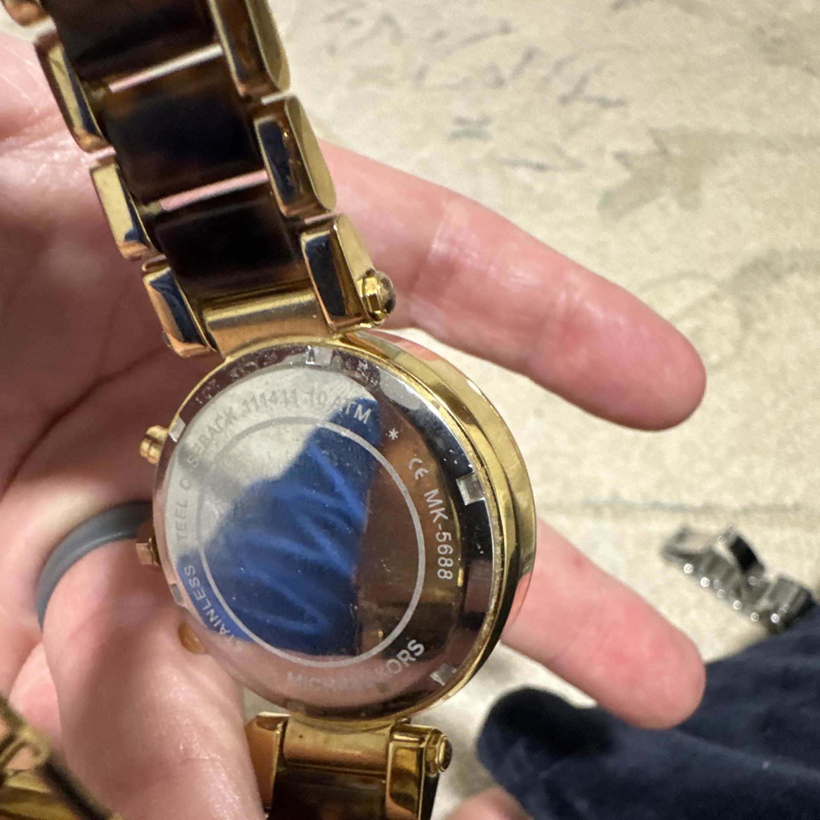 Michael Kors MK-5688 Gold Tone Chronograph Date Analog Crystal Bezel Watch