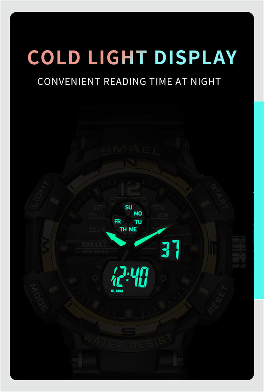 SMAEL Men Military Fashion Sport Outdoor Digital Stopwatch Male Wristwatch