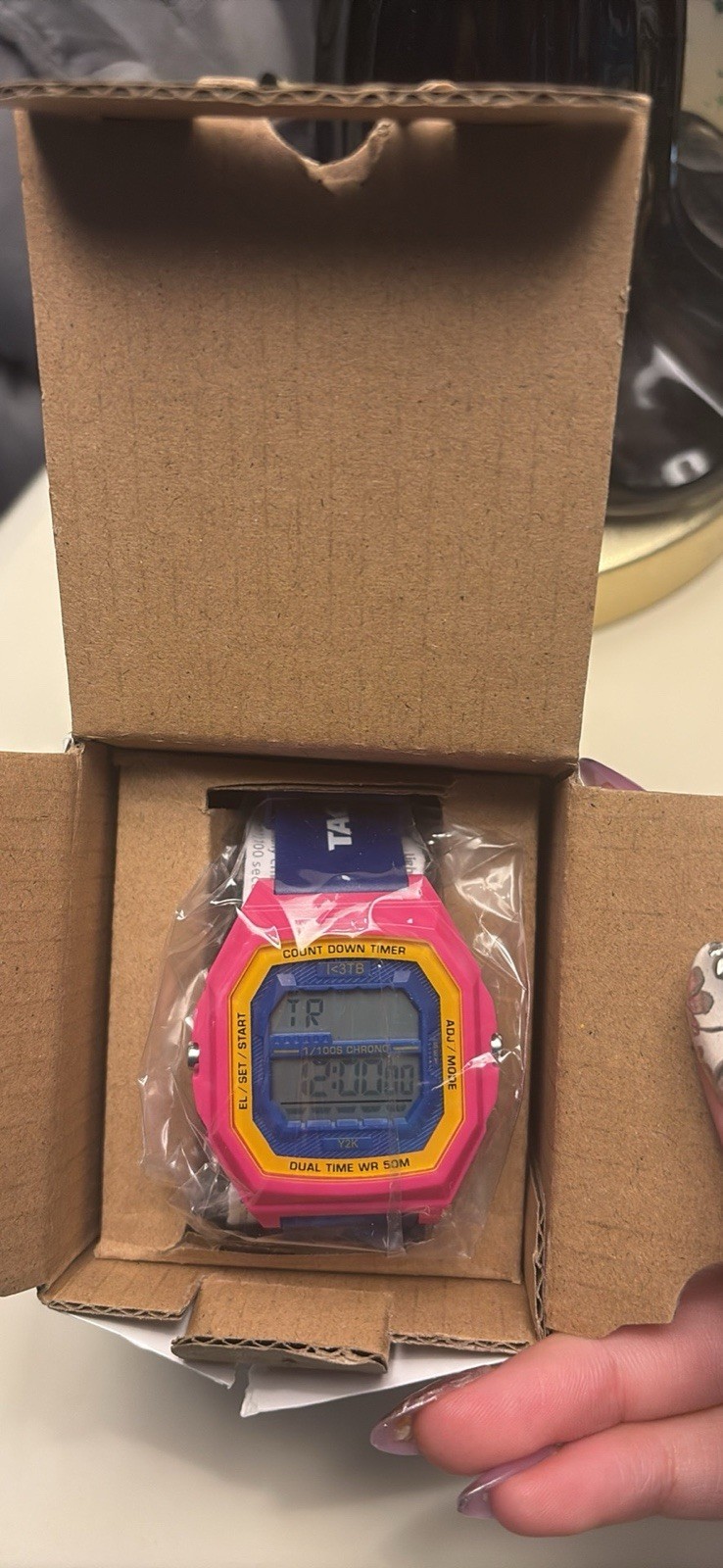 Taco Bell Y2K Digital Dual Time Wristwatch Pink/Yellow/Blue WR 50m Boxed