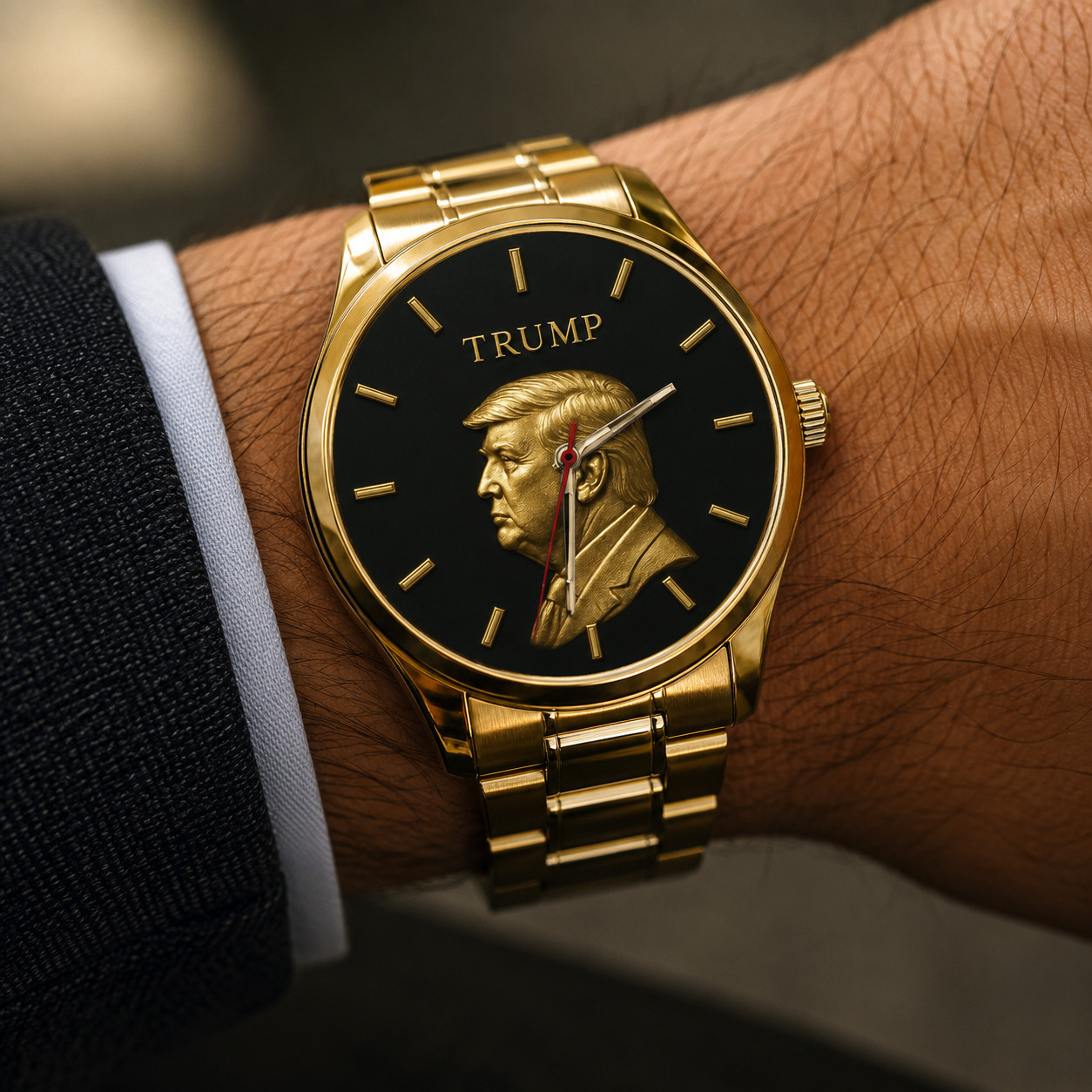 President Donald Trump Solid Brass Collectible 44 mm Commemorative Dress Watch