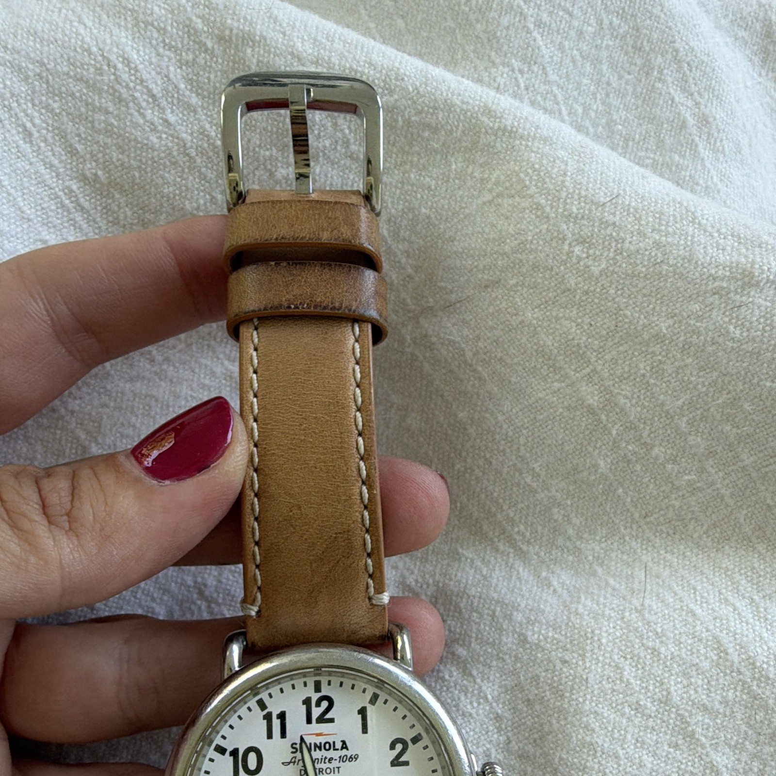 Shinola The Runwell 36mm White Dial Brown Leather Strap Quartz Watch Small