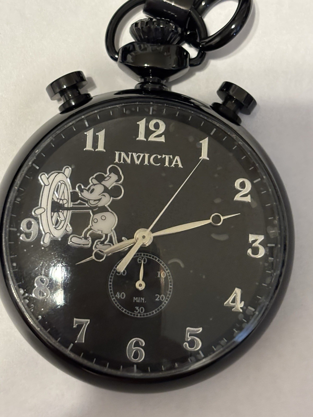 Invicta Disney Ltd Ed 0140/3000 Mickey Mouse Quartz Black Open Face Pocket Watch
