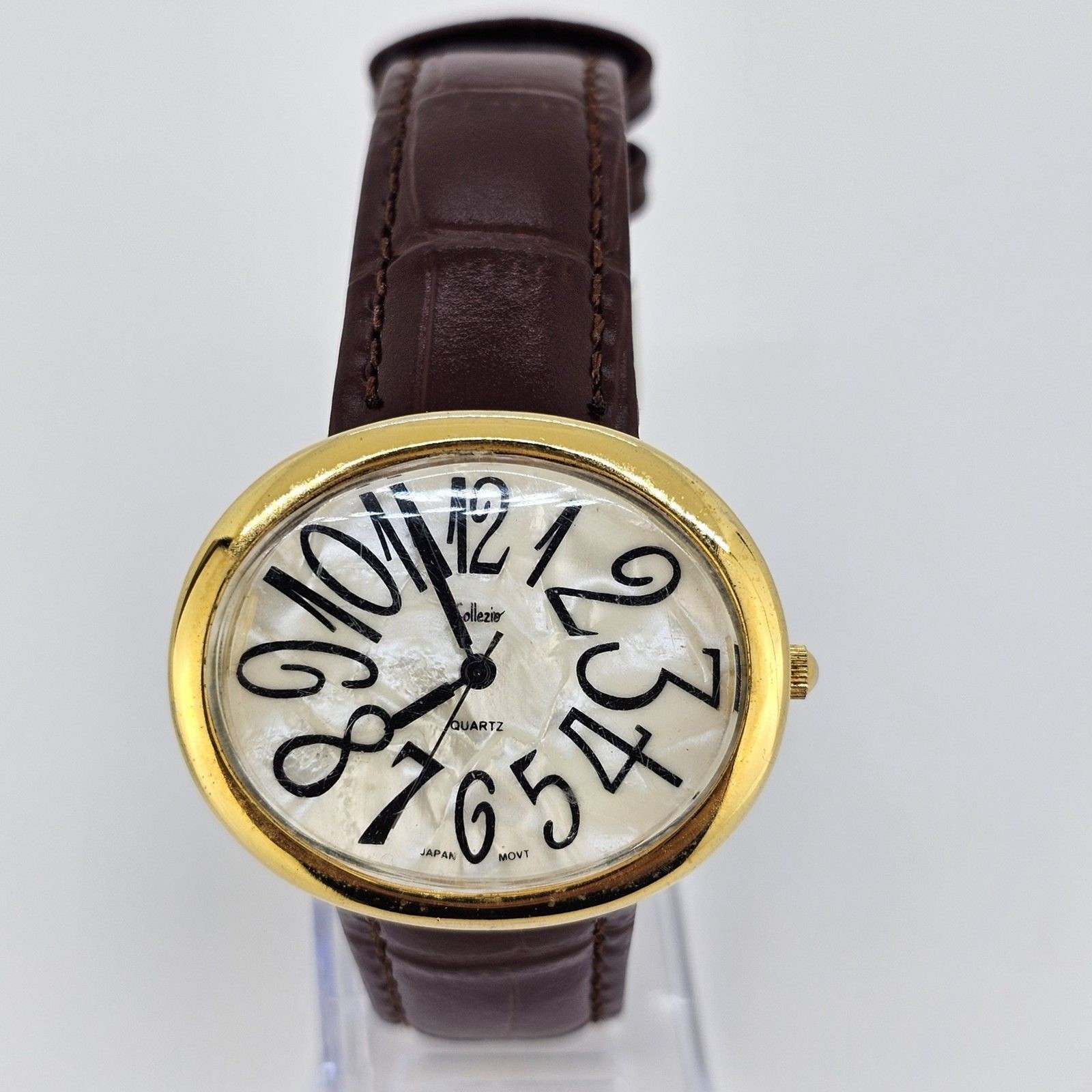 VTG Collezio Women’s Watch 40MM MOP Dial New Brown Leather Bands New Battery