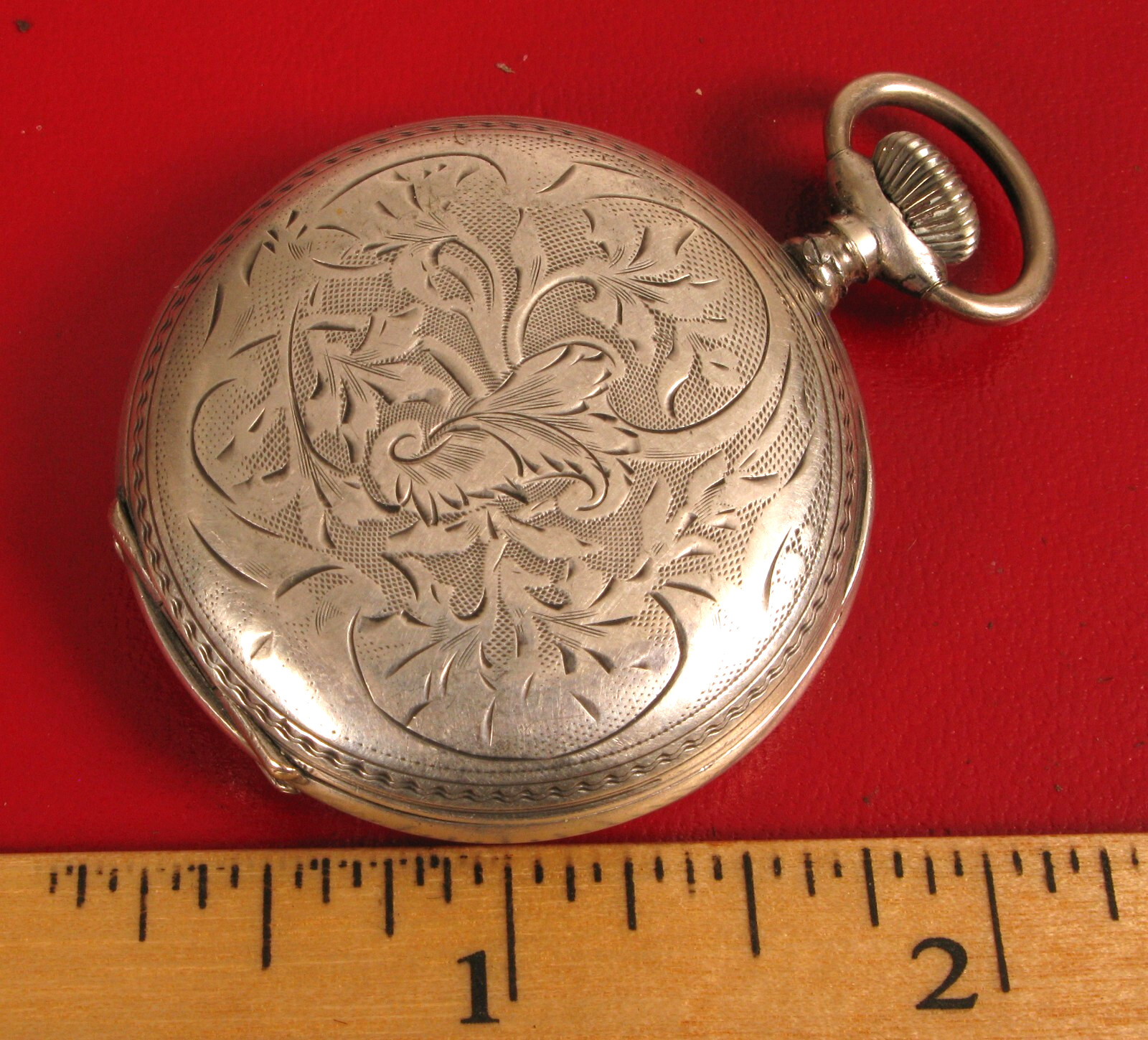 FANCY 1889 PARIS WORLDS FAIR 800 SILVER 60 MINUTE RED DIAL SWISS POCKET WATCH !!