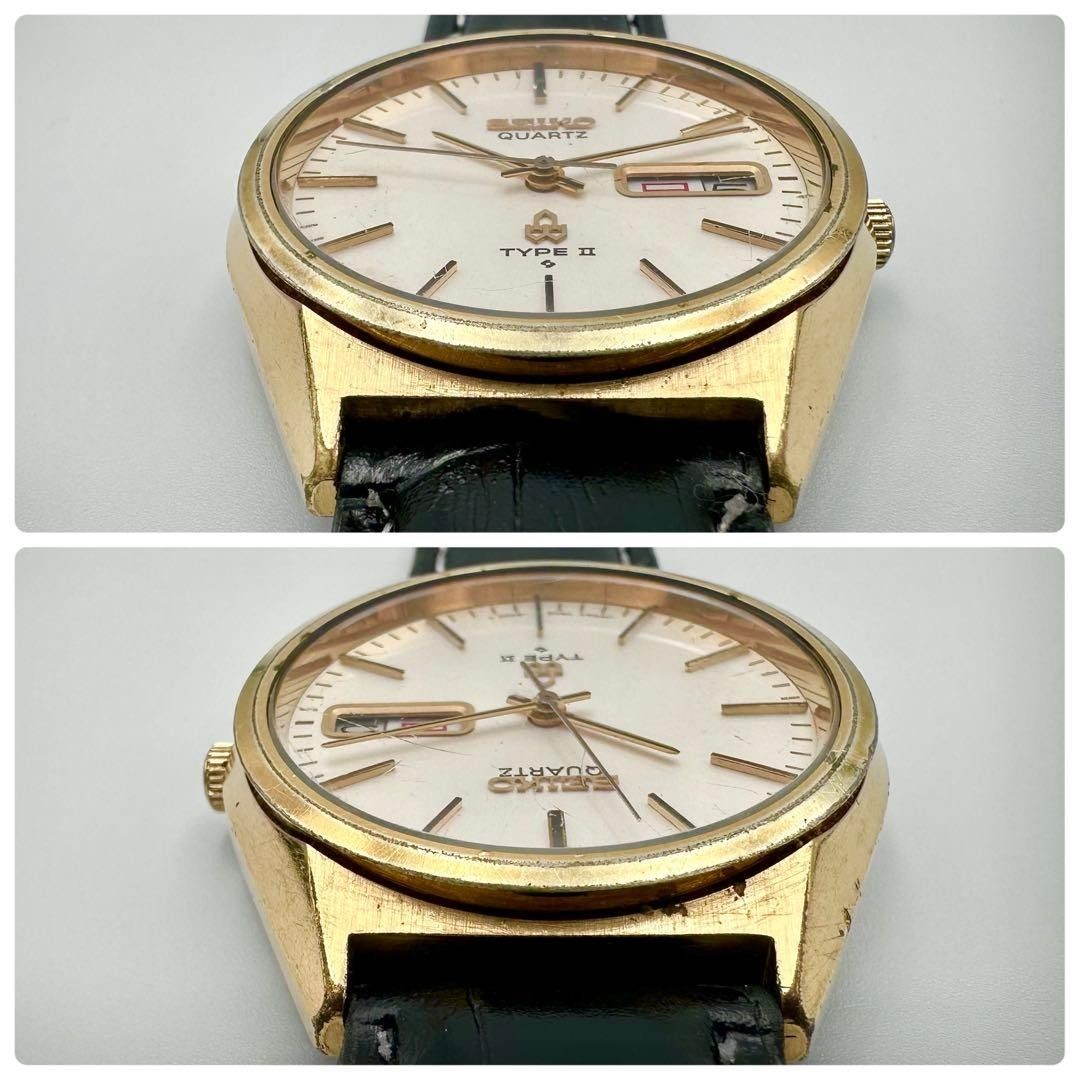 SEIKO Type II 7546-8000 Men Quartz Gold Day Date Wristwatch Japan