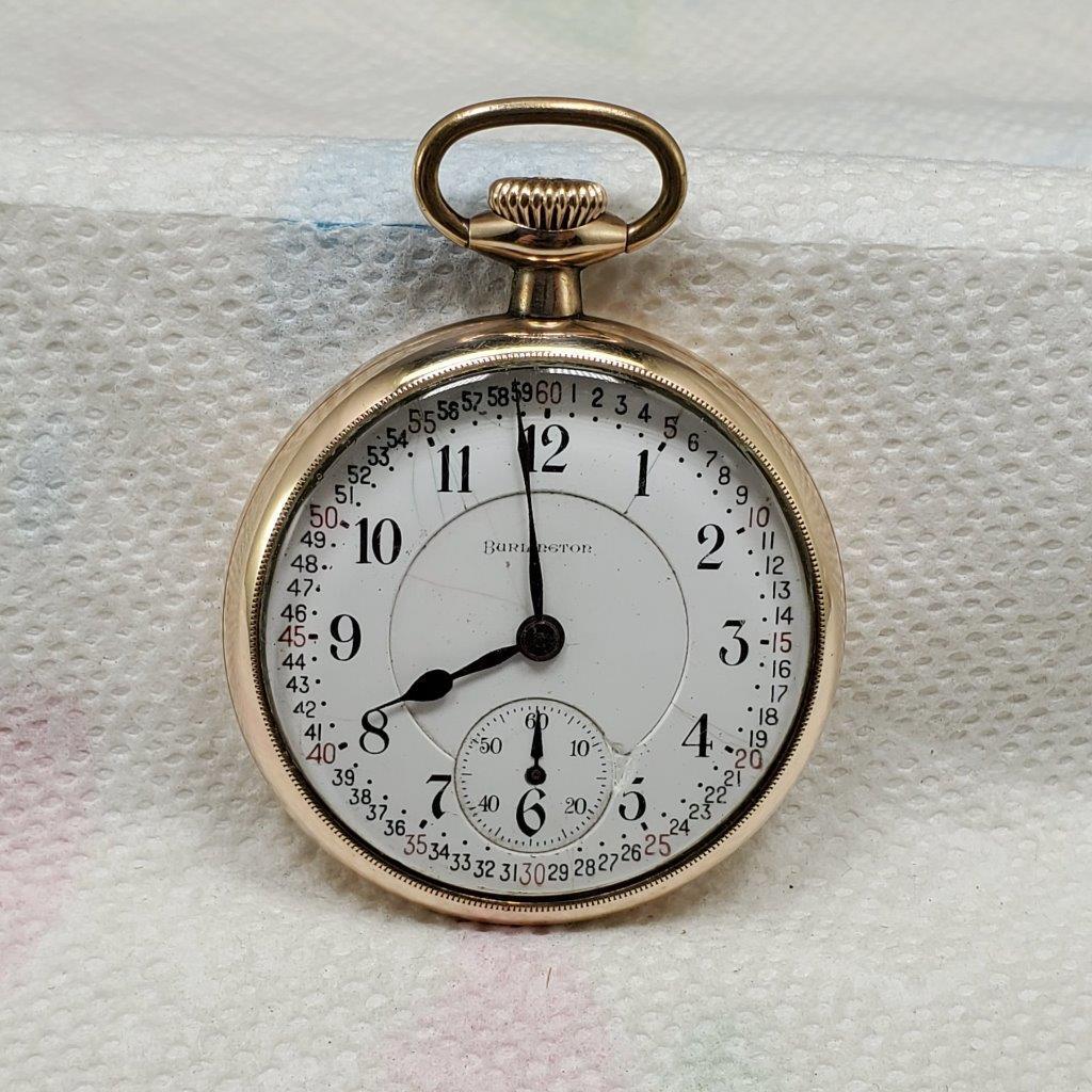 VINTAGE 1916 BURLINGTON 16S GOLD FILLED 19 JEWELS POCKET WATCH * RUNS * G106