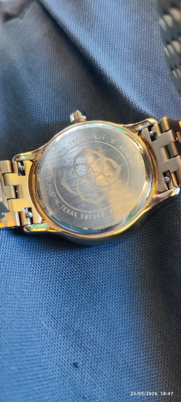 KENDRA SCOTT Women’s Gold Mother of Pearl Dial and Rhinestone Elegant Luxury Watch