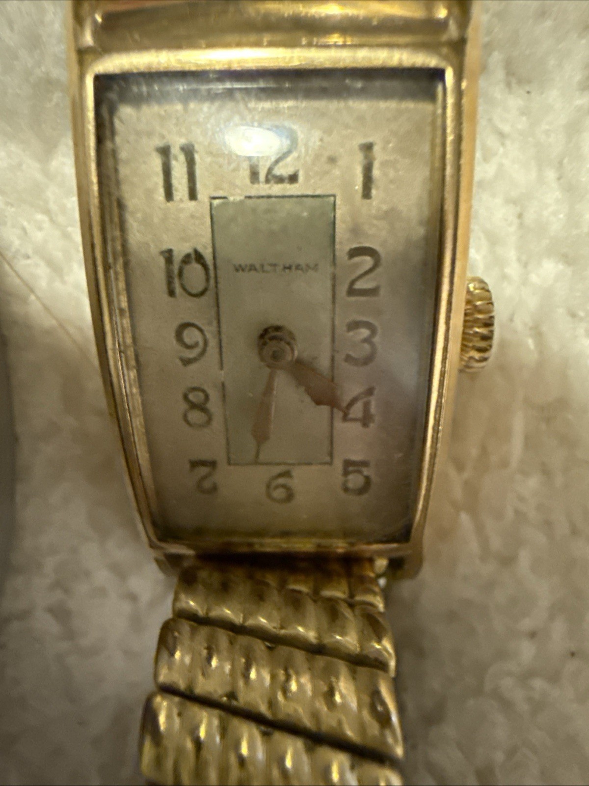 10K GOLD FILLED WALTHAM Mechanical Wind Tank Watch Art Deco 1930s VTG PARTS ONLY