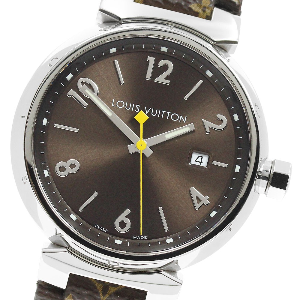 LOUIS VUITTON Tambour Q1111 Date Brown Dial Quartz Men’s Watch_967643