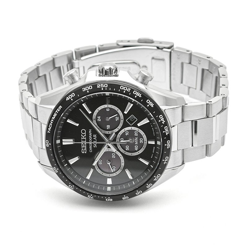 Seiko SELECTION SBPY185 Chronograph Solar Black Dial 42.2mm Watch