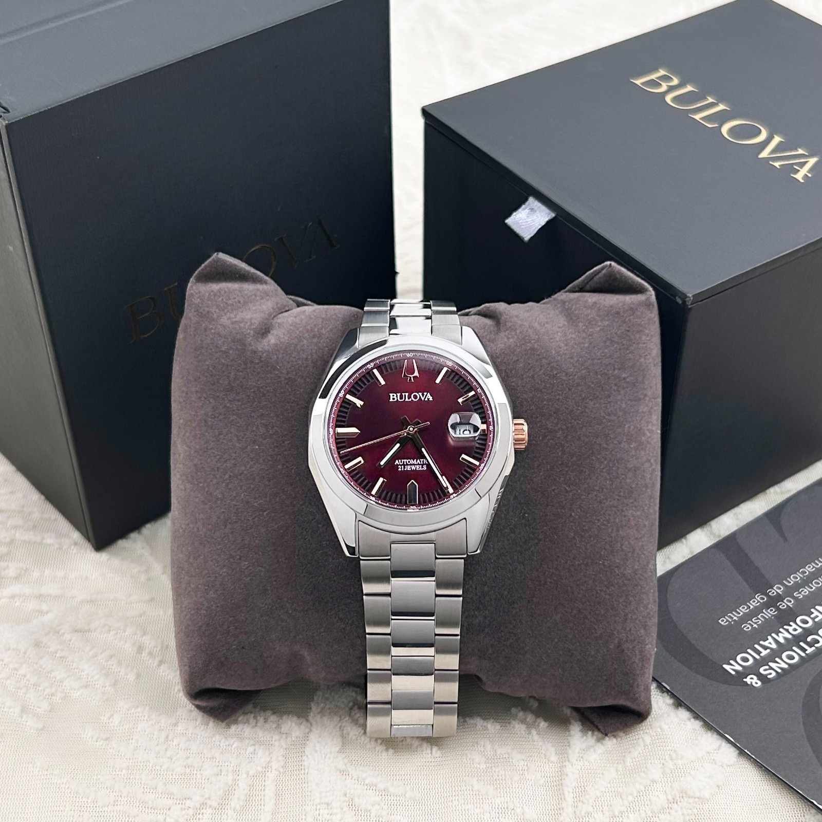 Bulova Classic Men’s Surveyor 98B422 Automatic Red Dial 39MM Watch