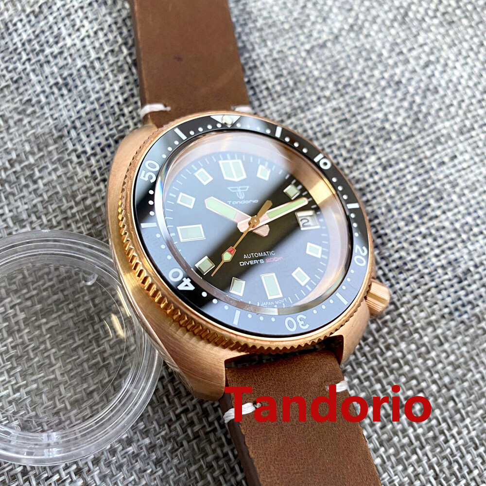 44mm Tandorio Mother of pearl Solid Full Cusn8 Bronze NH35A 20ATM Men Watch Date