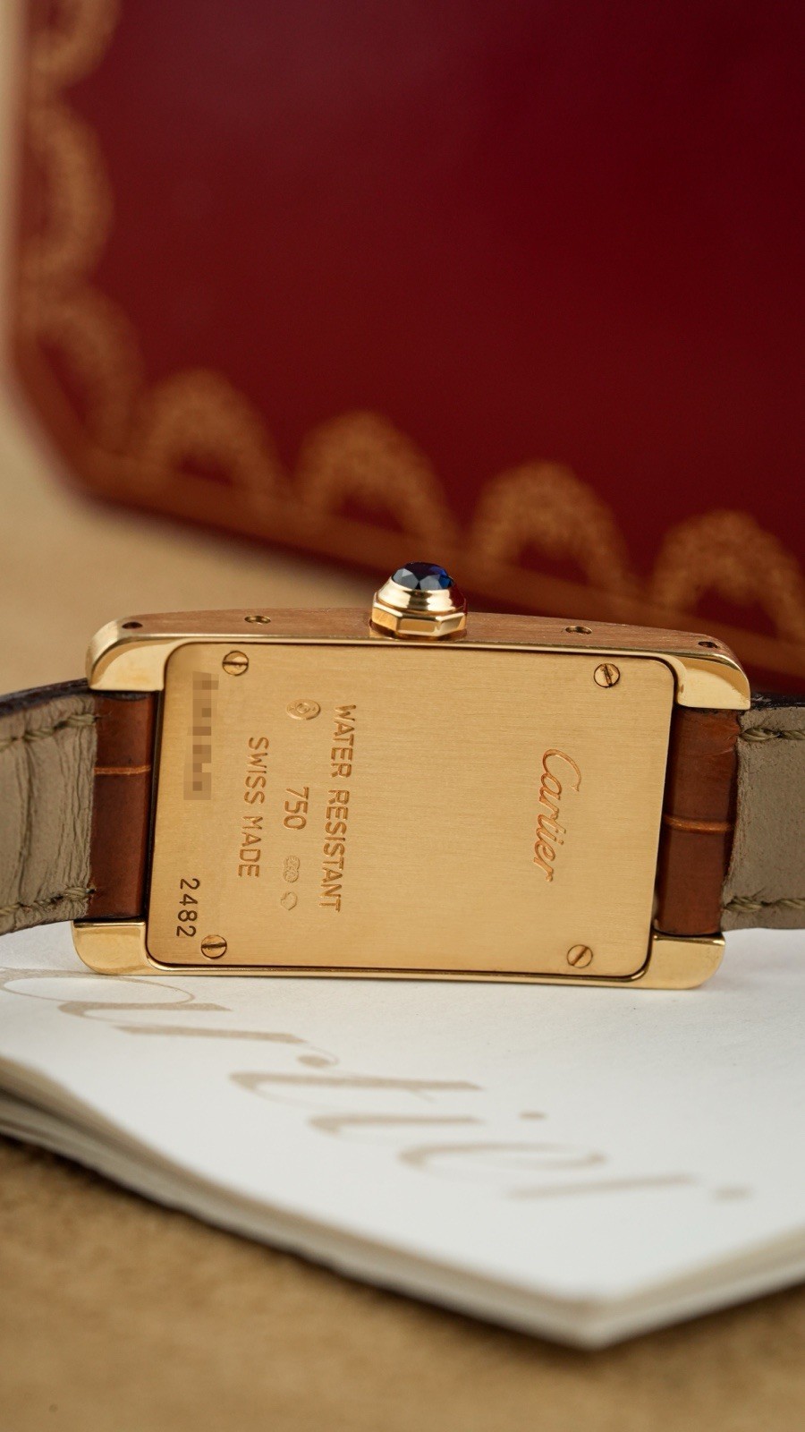 Cartier Tank Americaine Ladies 18k Yellow Gold 19mm Quartz Watch Ref. 2482