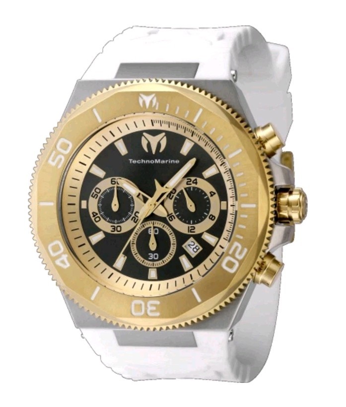 Technomarine Men’s Watch Manta Ocean Chronograph Gold Tone, Black Dial TM-224019