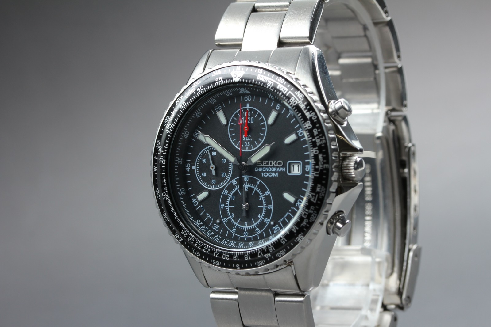 [Near MINT] SEIKO Flightmaster 7T92-0CF0 40mm Black Dial Quartz Men’s Watch