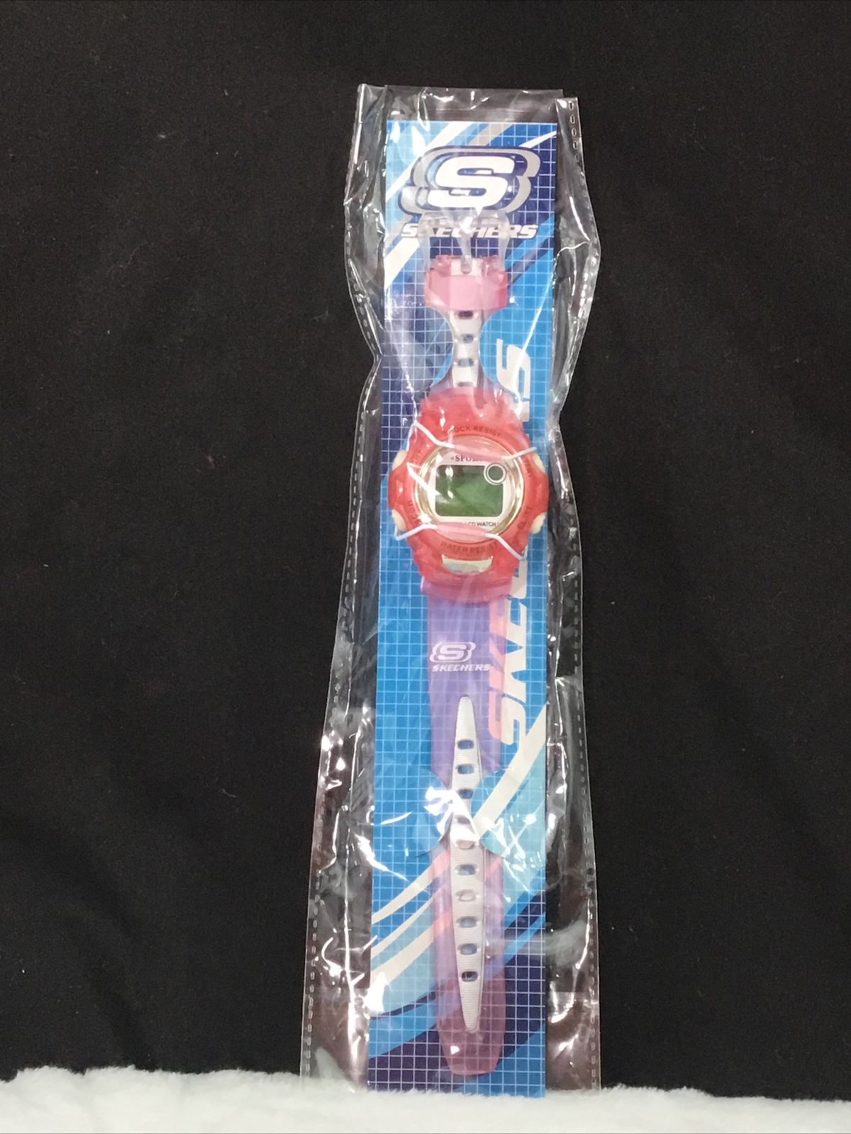 Sketchers Adjustable Silicone Sport Metal LCD Watch Light Red In Plastic Wrap